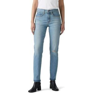 Levi's Women's 724 Straight Jeans 31"W x 32"L Blue High Rise Distressed Ankle